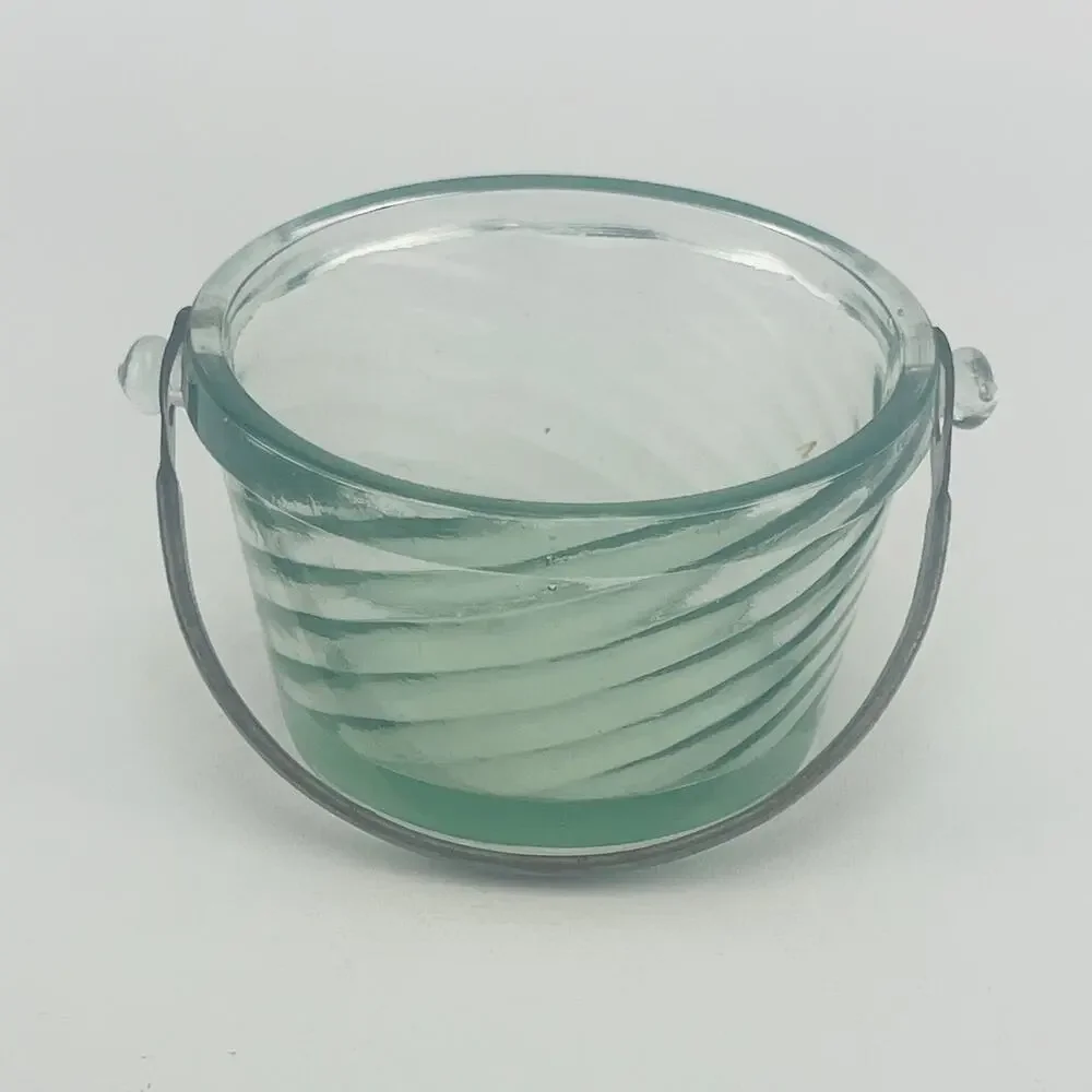 Vintage Fostoria Spiral Optic Whipped Cream Pail Bucket and Handle 3 3/8 x 2”